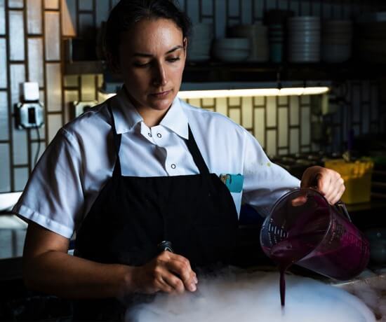 chef cooking dessert