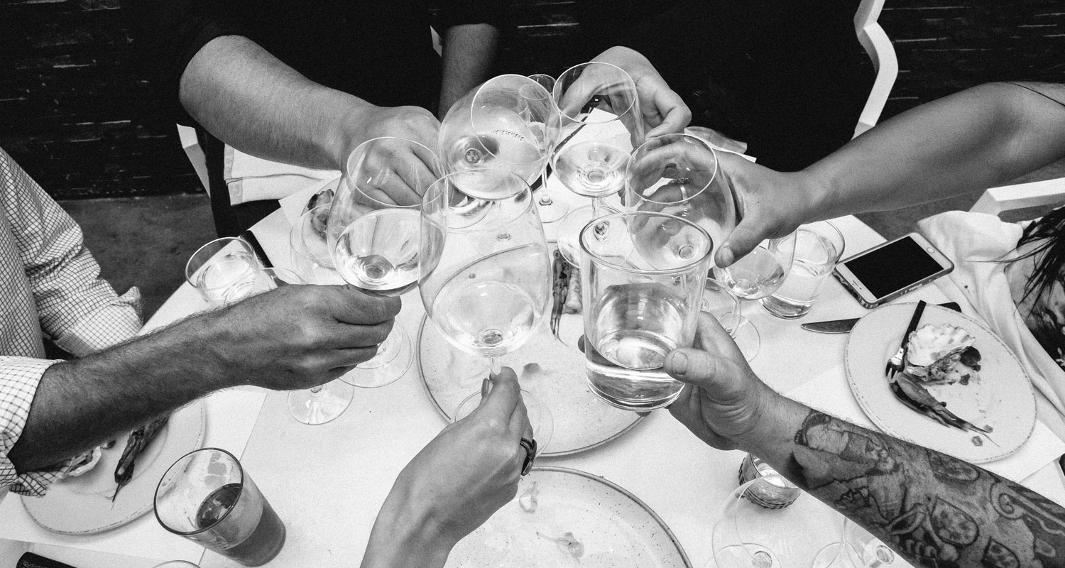 Friends toasting