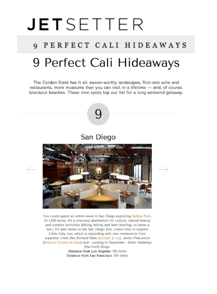 JetSetter article titled "9 Perfect Cali Hideaways"