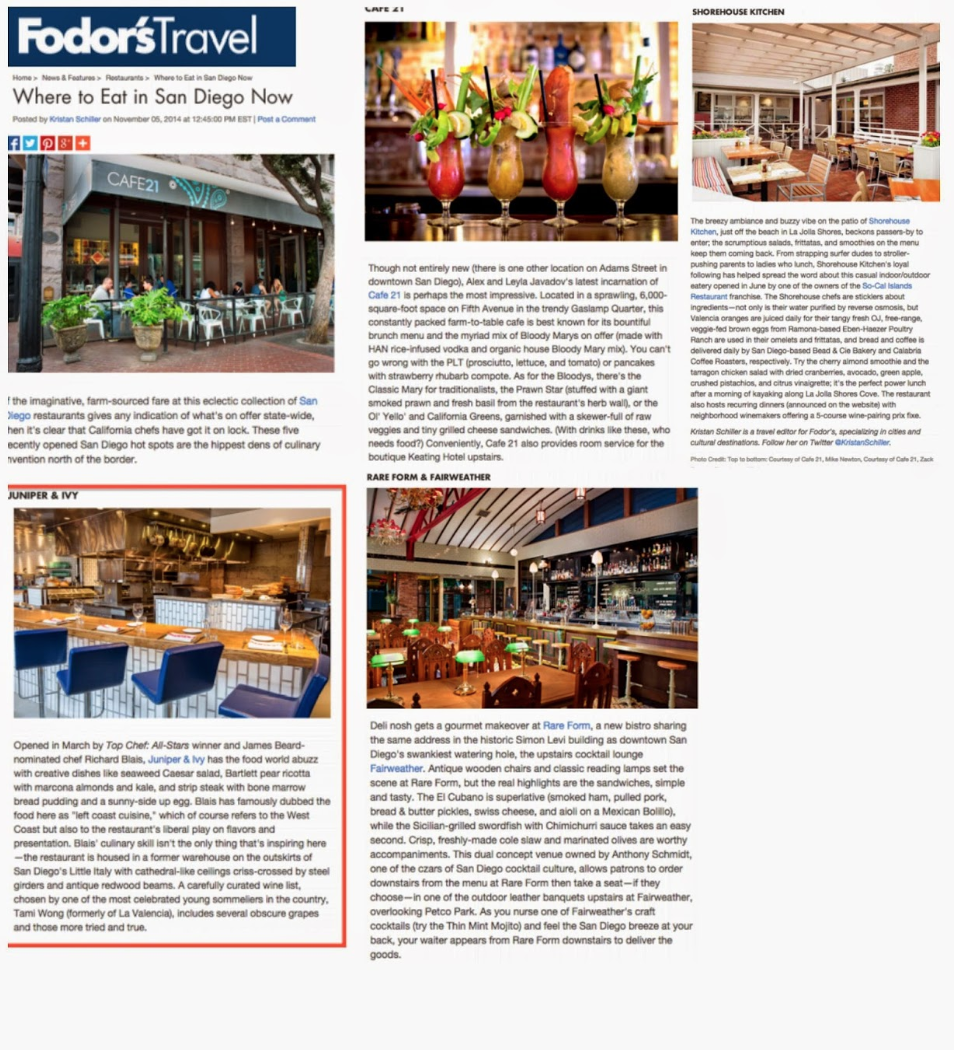 Fodor's Travel magazine featuring article "Where to eat in San Diego Now"