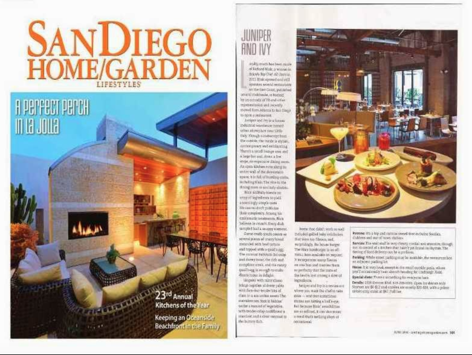 San Diego Home/Garden Magazine Cover with Juniper and Ivy article