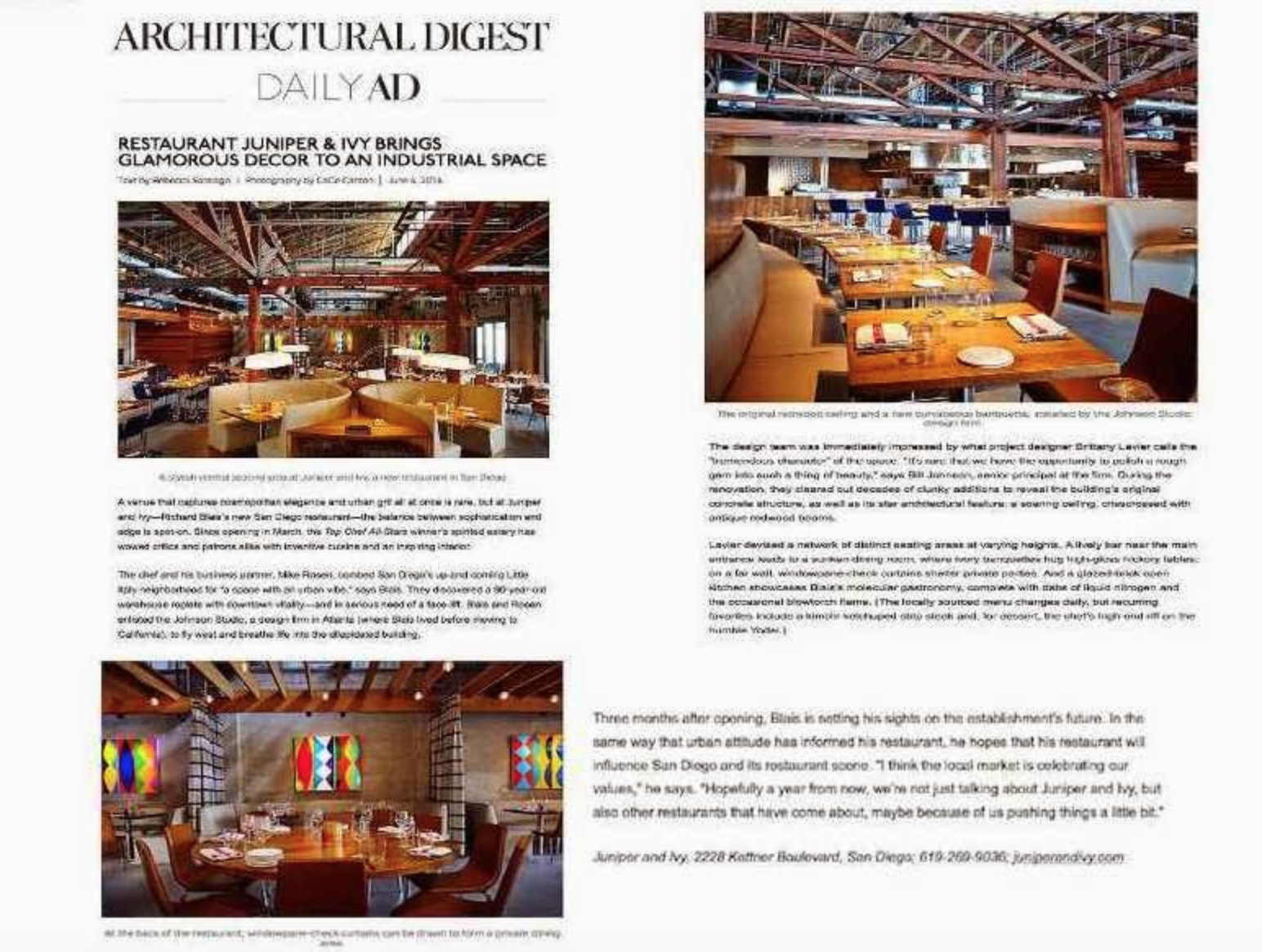 Architectural Digest article featuring Juniper & Ivy brings glamorous decor