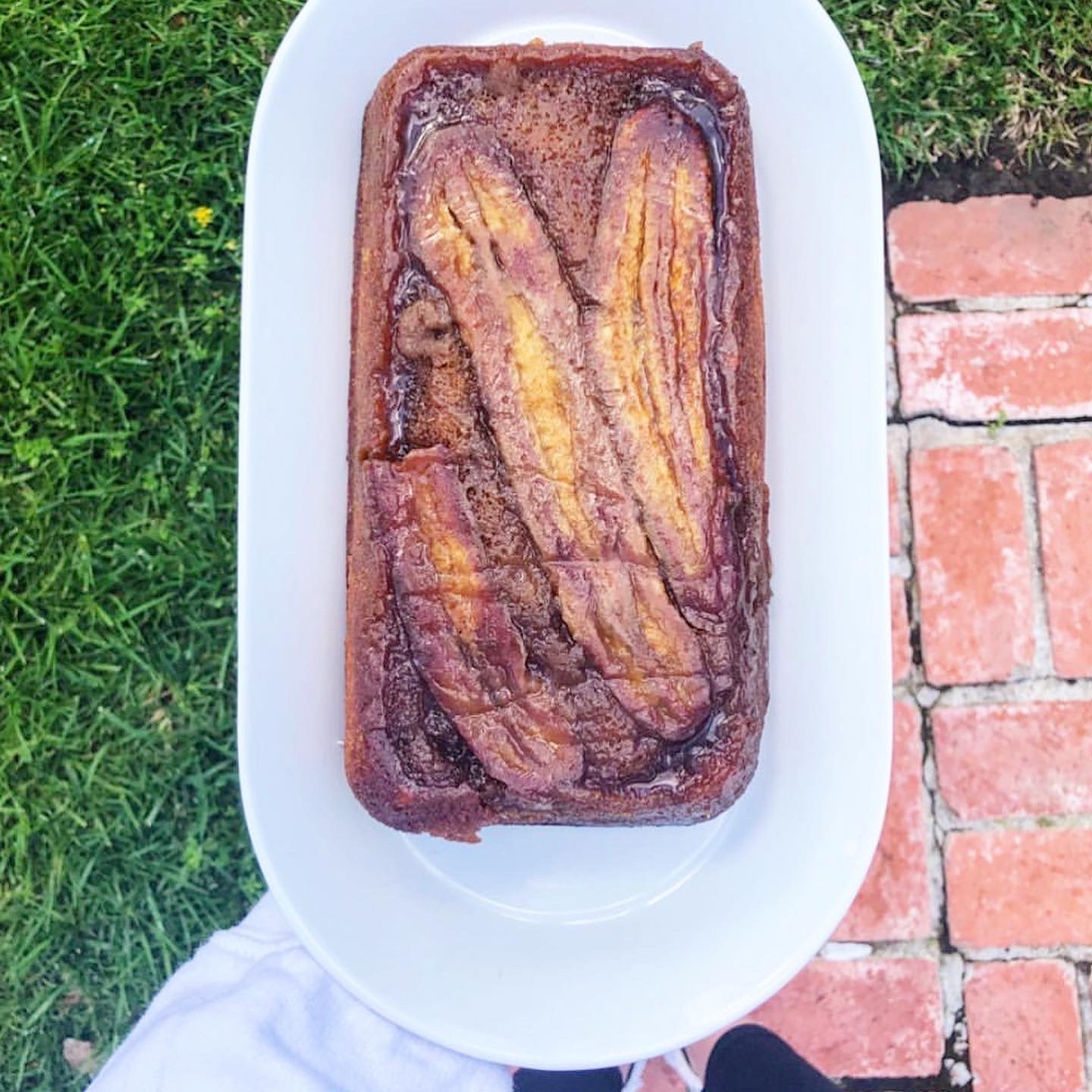 loaf of banana bread in tray