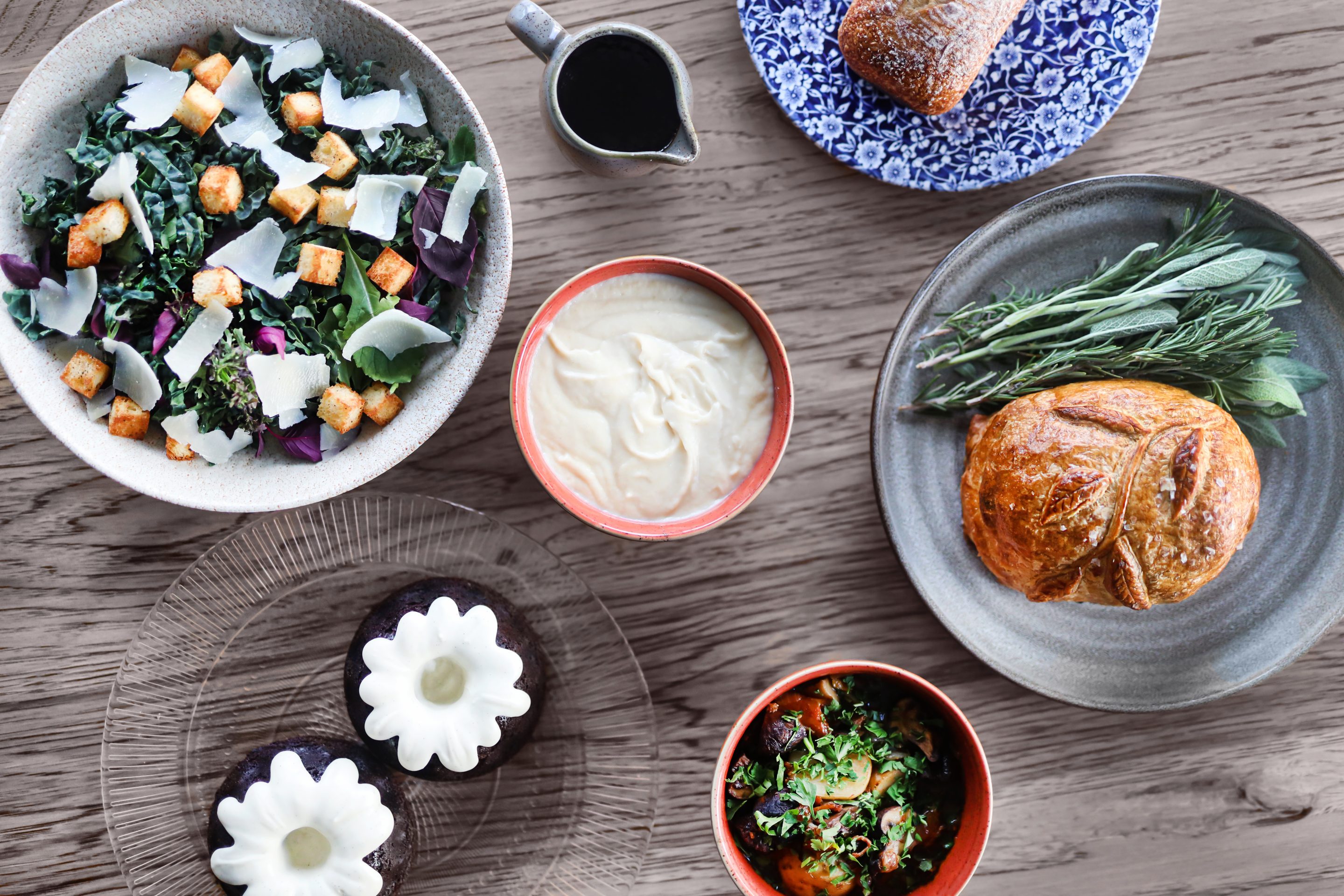 Overhead shot of multiple items on a table