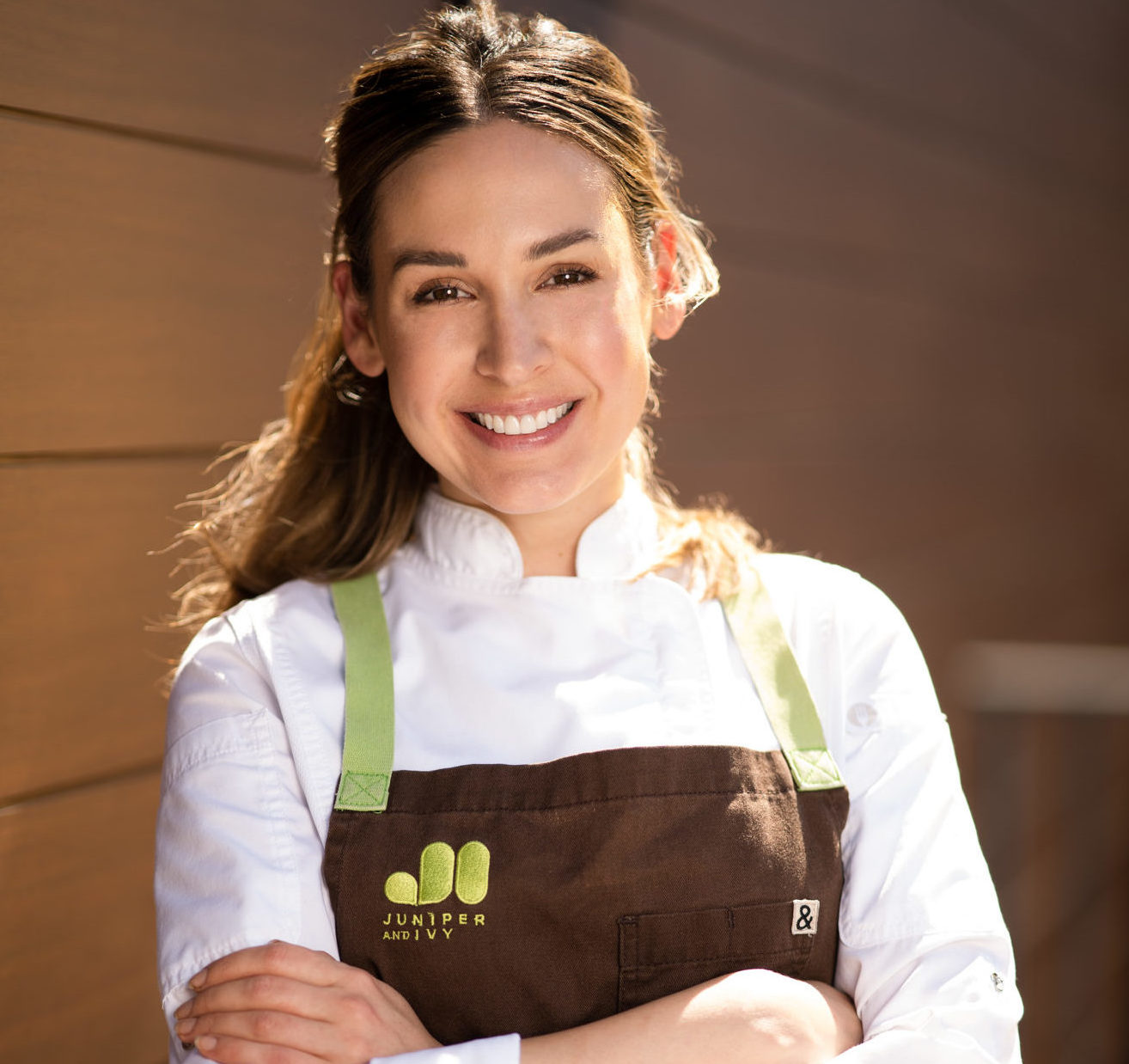 Woman in chef's apron