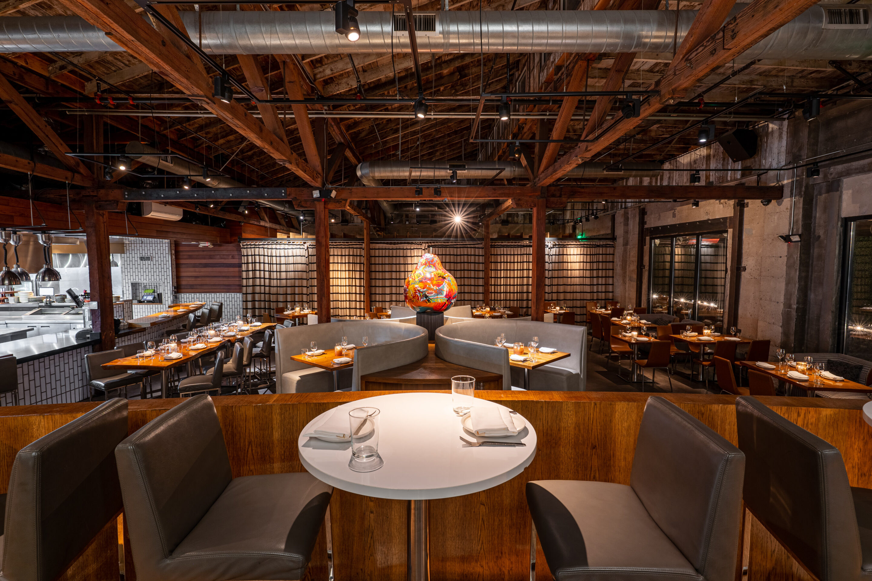 Restaurant space showing empty tables